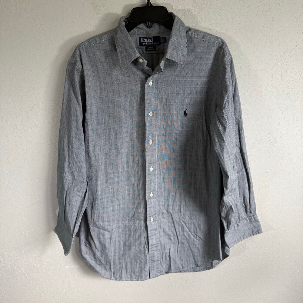 Men’s 16.5 Gray Polo Ralph Lauren Business Casual Formal Basic Button Up Shirt